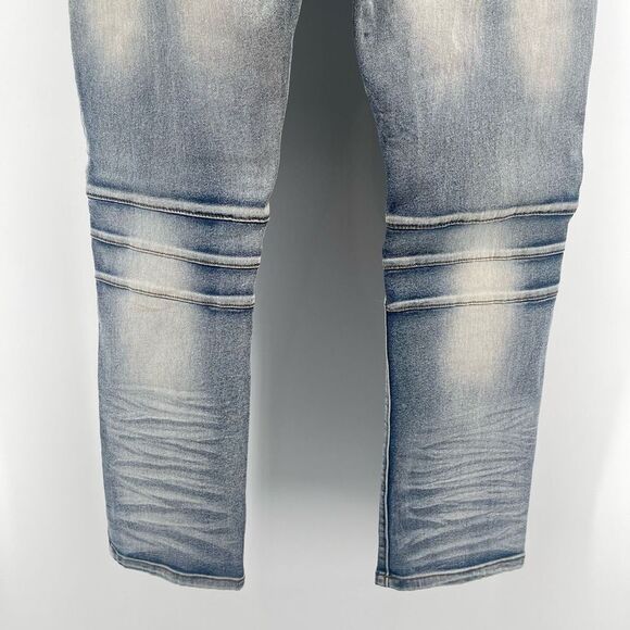 XRAY Jeans Men’s Light Wash Moto Biker Slim Stretch Skinny Denim Jeans 34/30 - Picture 12 of 16